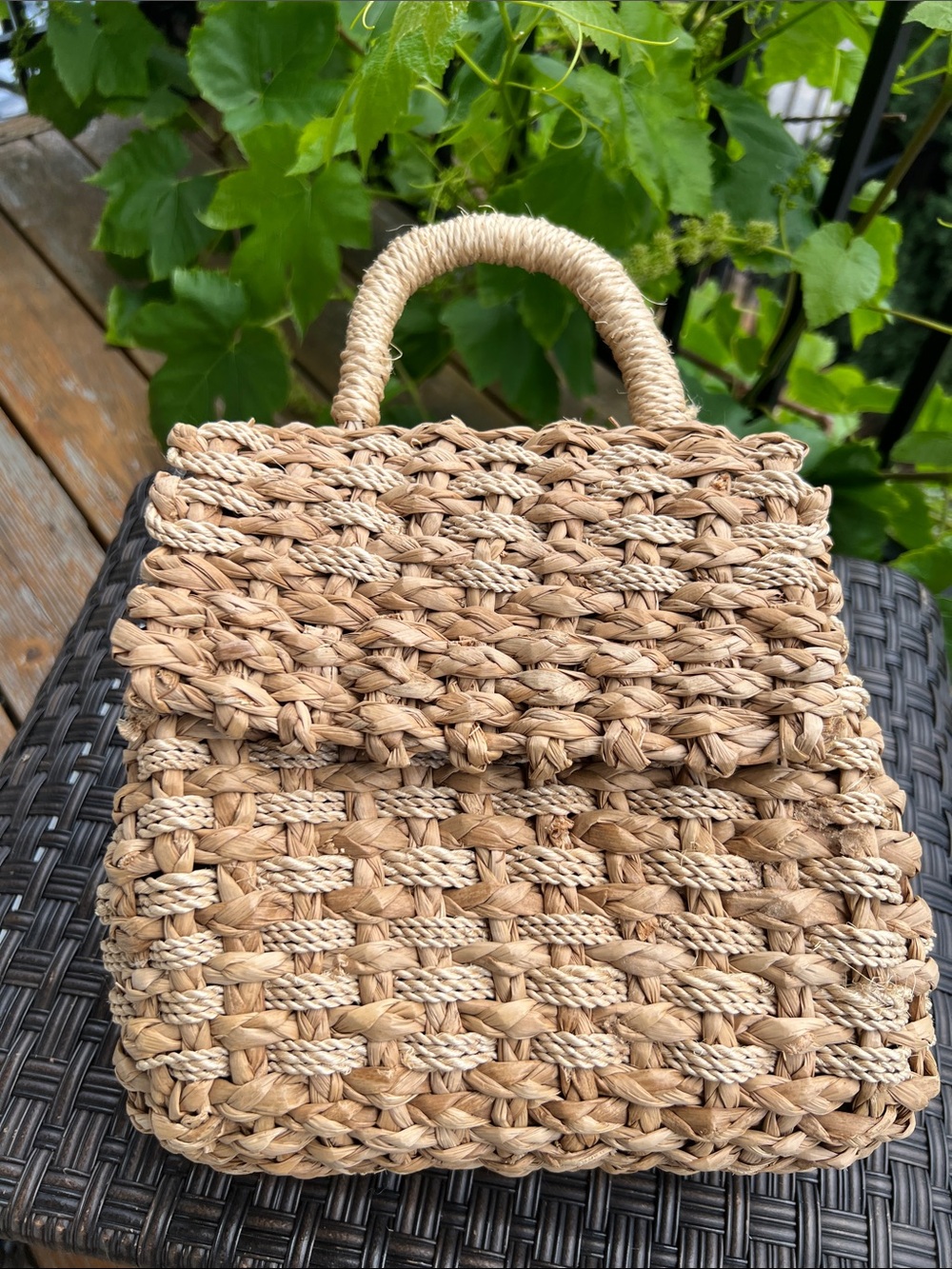 Handwoven Straw Tote Bag in Natural Tan